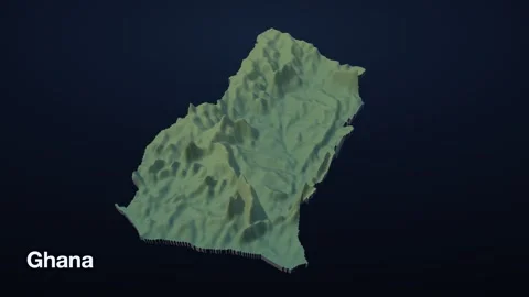 Ghana 3D elevation relief map Vidéo 340608600