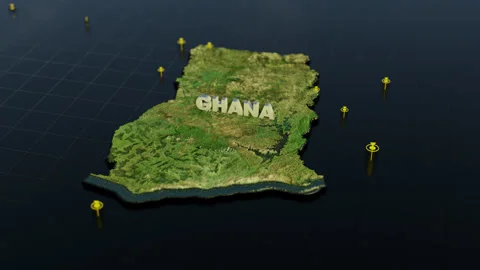 Ghana 3D Map With Animation Stock Footage 306425547