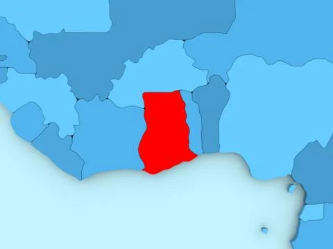 Ghana on 3D map Stock Illustration