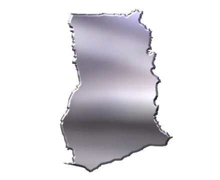 Ghana 3D Silver Map Stock Illustration