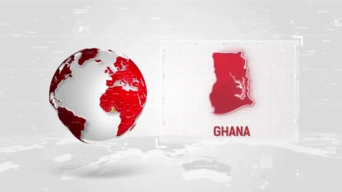 Ghana 4K Tech Map Beside Globe On White Background Stock Footage 338240158