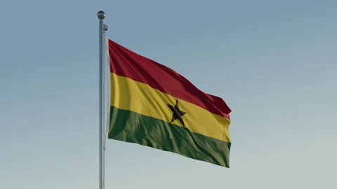 Ghana Accra Flag loop Cinematic Realistic Waving Blue Sky 스톡 동영상 304683510