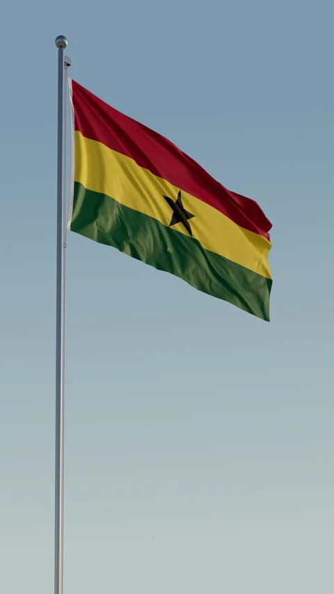 Ghana Accra Flag Seamless Loop Cinematic Realistic Waving Blue Sky Video stock 319009818