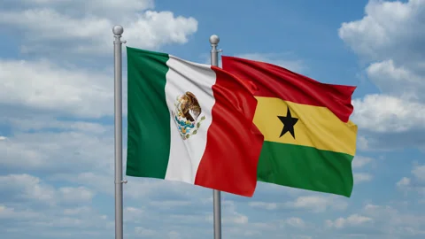 Ghana and Mexico two flags Stock Footage 267413252