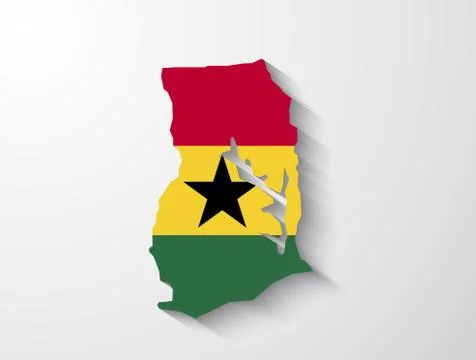 Ghana country map with shadow effect presentation Stock Illustration