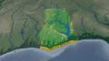 Ghana extruded. Bumps shaded. 4k or 4k+ Resolution