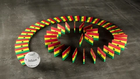 Ghana Flag - Affected by Inflation Stock-Footage 321601143