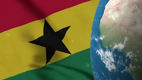Ghana Flag and Ghana Map on Earth Globe 4K 動画素材 220777423