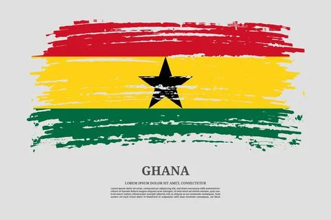 Ghana flag with brush stroke effect and information text poster, vector Stock Illustration