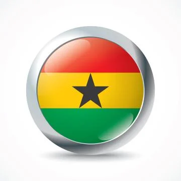 Ghana flag button Stock Illustration