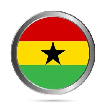 Ghana flag button. Stock Illustration