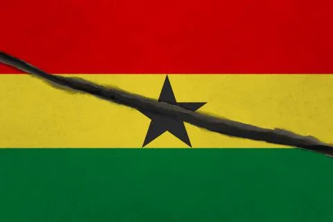 Ghana flag cracked Stock Illustration