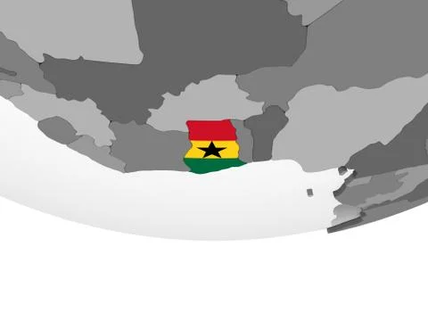 Ghana with flag on globe Illustrazione stock