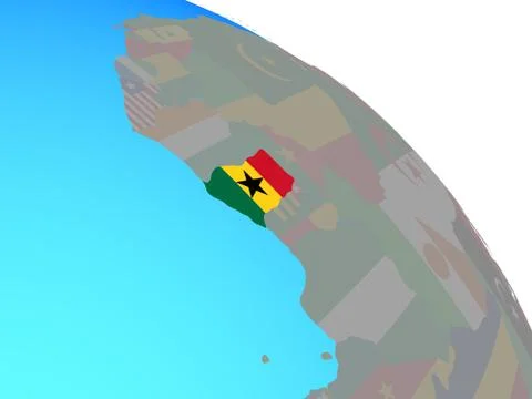 Ghana with flag on globe Stock Illustration
