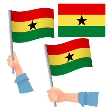 Ghana flag in hand set Stock Illustration