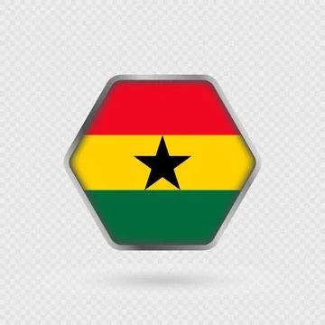 Ghana flag in a hexagon frame. Stock Illustration
