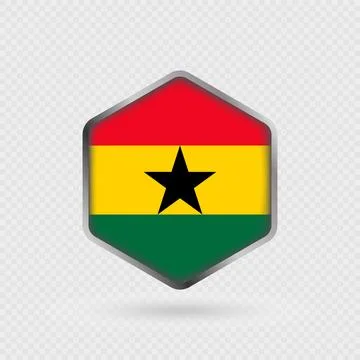 Ghana Flag Icon in Hexagon Shape. Stock Illustration