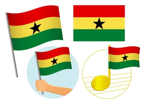 Ghana flag icon set Stock Illustration