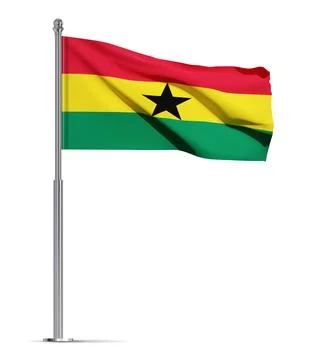 Ghana flag isolated on white background Illustrazione stock