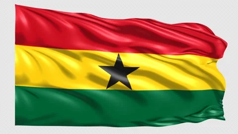 Ghana Flag Loop 4K UHD 3840 x 2160 with alpha channel Stock Footage 221476087