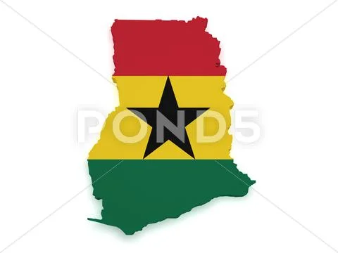 Ghana flag map 3d shape ~ Clip Art ~ Download Now #37248583