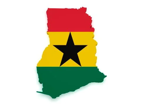 Ghana flag map 3d shape Stock Illustration