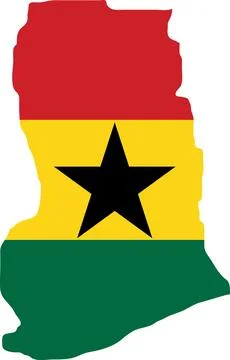 Ghana Flag in Map, Ghana Map with Flag, Country Map, Ghana Map with Flag, N.. Stock Illustration