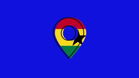 Ghana flag map pin location animation Stock-Footage 329683421