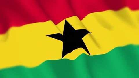 Ghana Flag Seamless Loop 4k 60fps on Sky Background Stock Footage 340347393