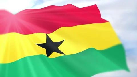 Ghana Flag Seamless Loop 4k 60fps on Sky Background Stock Footage 340624426