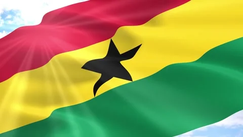 Ghana Flag Seamless Loop 4k 60fps on Sky Background Stock Footage 341560442