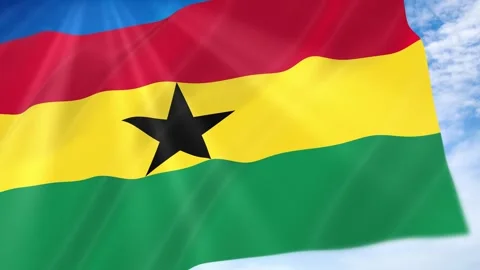 Ghana Flag Seamless Loop 4k 60fps on Sky Background Stock Footage 341673190