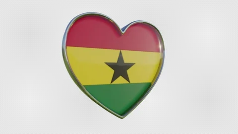 Ghana Flag in the Shape of 3D Heart. Stock Footage 139334716
