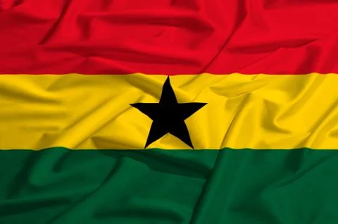 Ghana flag on a silk drape waving Stock Illustration