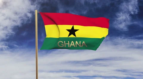 Ghana flag with title waving in the wind. Looping sun rises style.  Animation Stock Footage 48905400