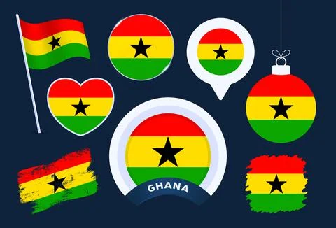 Ghana flag vector collection. big set of national flag design elements in dif 스톡 일러스트