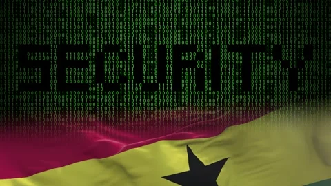 Ghana flag - Waving flag on matrix binary code background Stock Footage 321422289