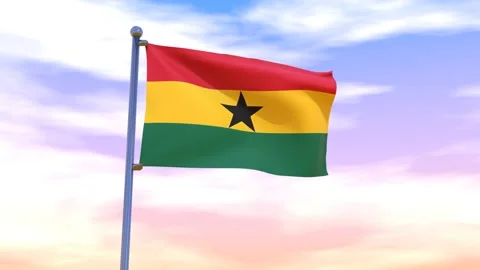 Ghana Flag waving in the high wind Stock Footage 154375149