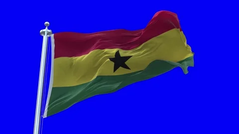 Ghana Flag Waving in Loopable and Textured green screen background Stock Footage 296876688