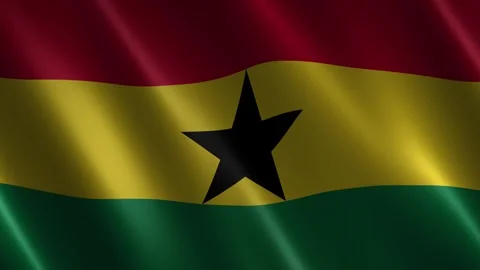 Ghana flag waving in the wind Stockbeeldmateriaal 348688681