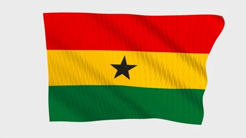 Ghana flag waving in the wind on a grey background 스톡 동영상 343217473