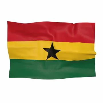 Ghana flag on white background 3d-rendering イラスト素材