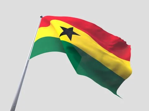 Ghana flying flag isolate on white background. Stock Illustration