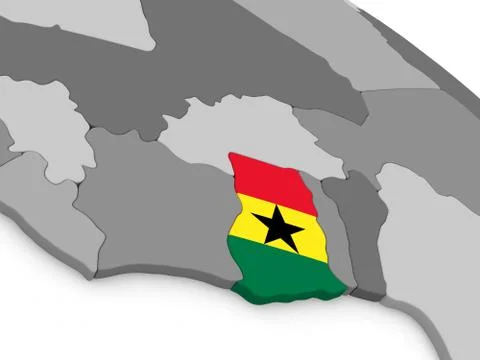 Ghana on globe with flag Stock Illustration