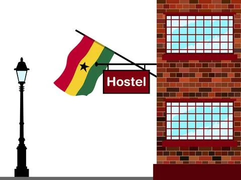 Ghana Hostels Vector Illustration Stock Illustration