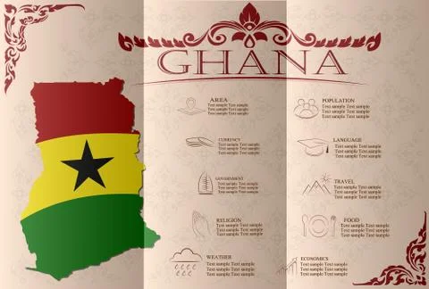 Ghana infographics, statistical data, sights. Vector illustration Illustrazione stock