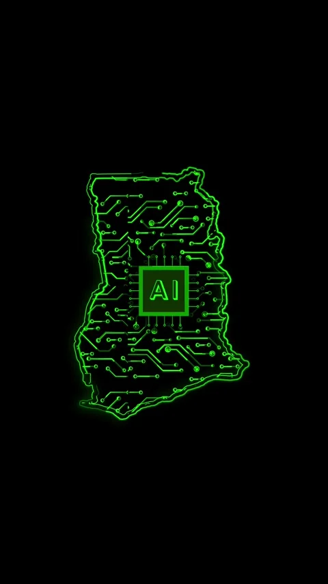 Ghana Map AI Chipset Technology Opener Stock Footage 337171603