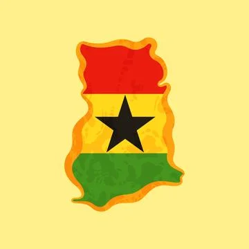 Ghana - Map colored with the flag Stock Illustration