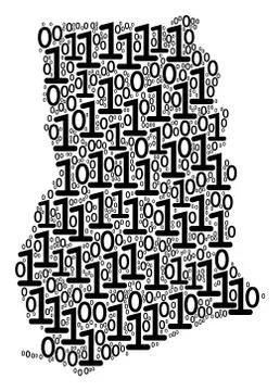 Ghana Map Composition of Binary Digits Illustrazione stock