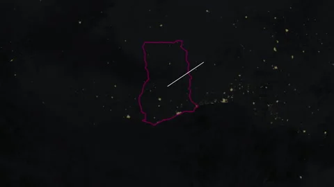 Ghana map on Earth at night Stock Footage 299768602
